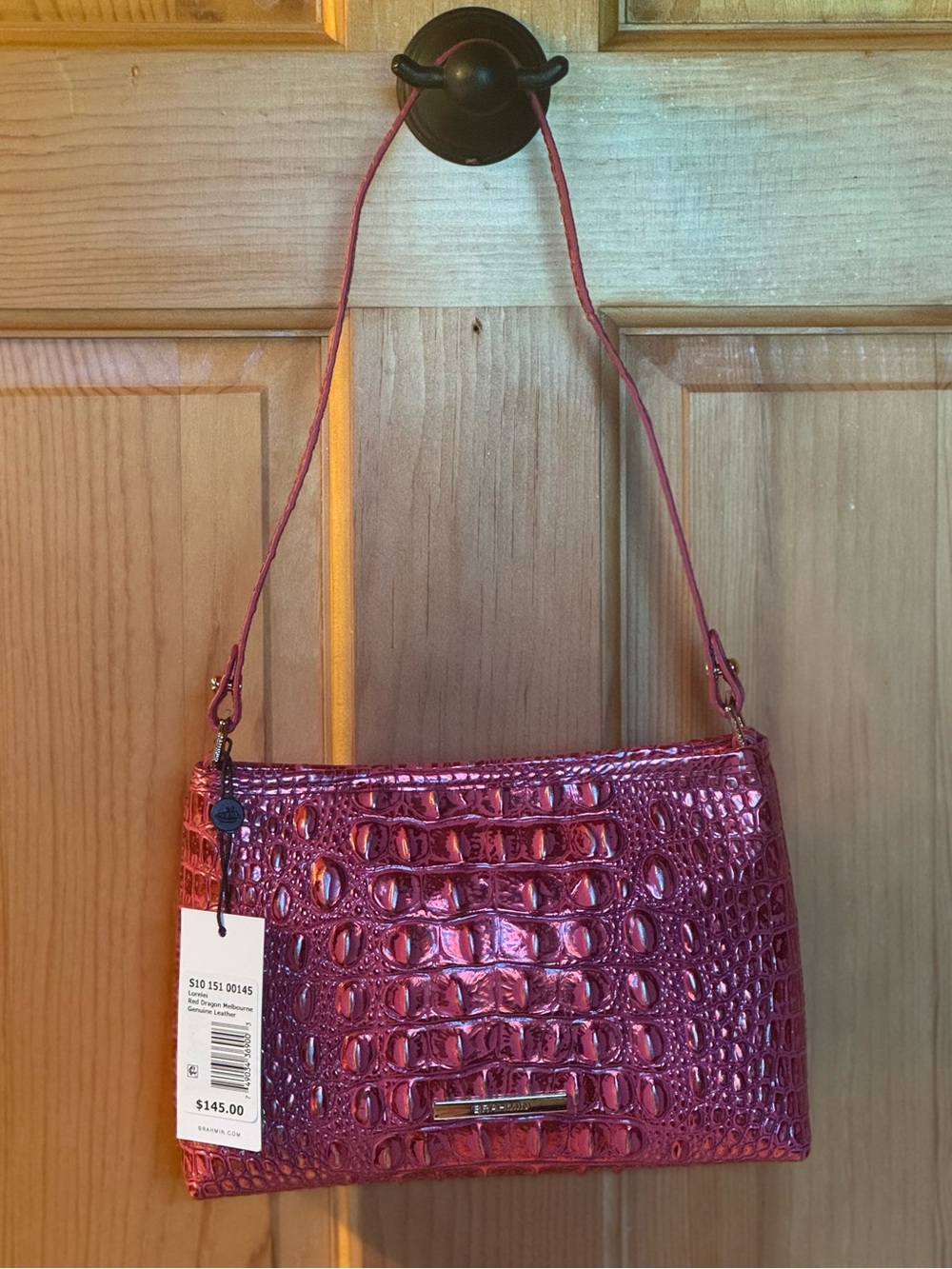NWT Brahmin Red Dragon Lorelai - Croc-Embossed Mini Top-Handle Bag